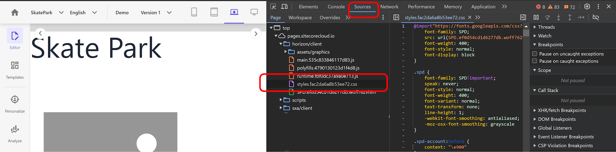 Sitecore XM Cloud Pages CSS file