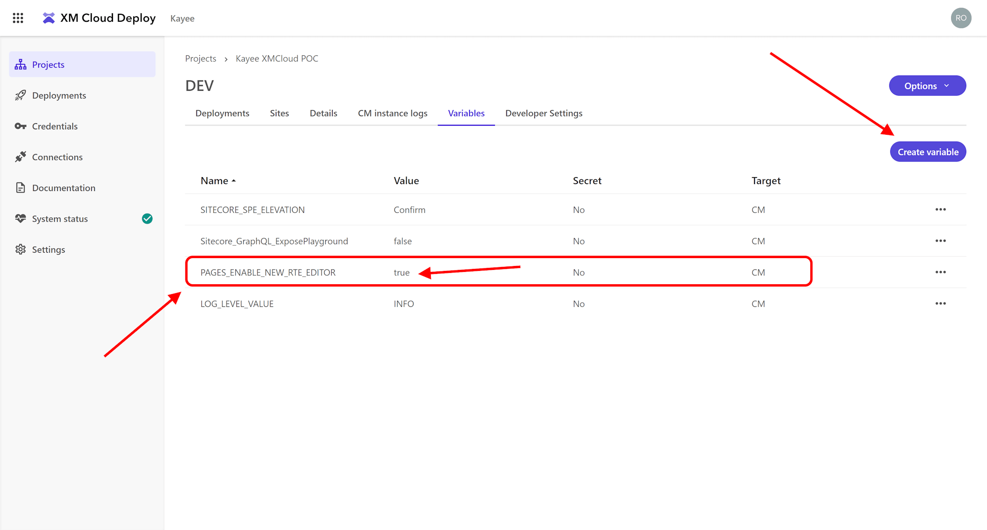 Sitecore XM Cloud Deploy App Variables