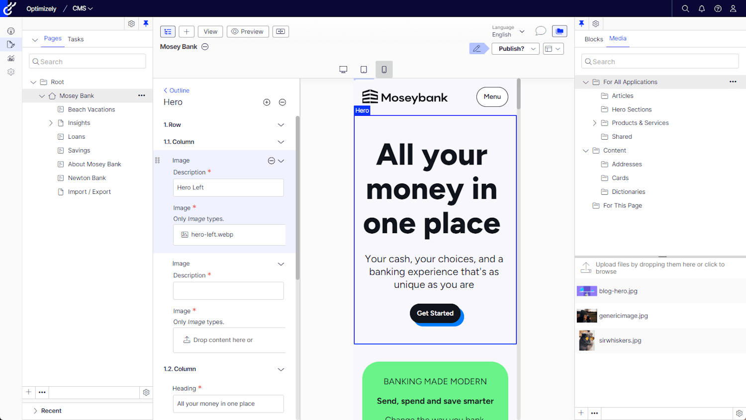 Optimizely SaaS CMS Visual Builder